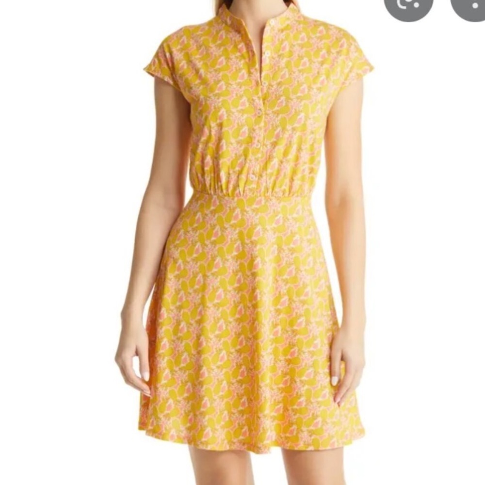 Boden Pineapple Print Fit and Flare Dress